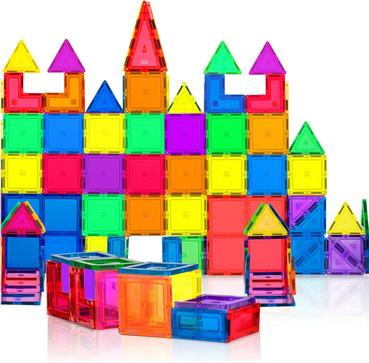 Lot De 60 Blocs De Construction Magnétiques Montessori - Mini Jouets Magnétiques Pour Enfants - Kit De Voyage Montessori - Blocs D - Jeux - Jouets